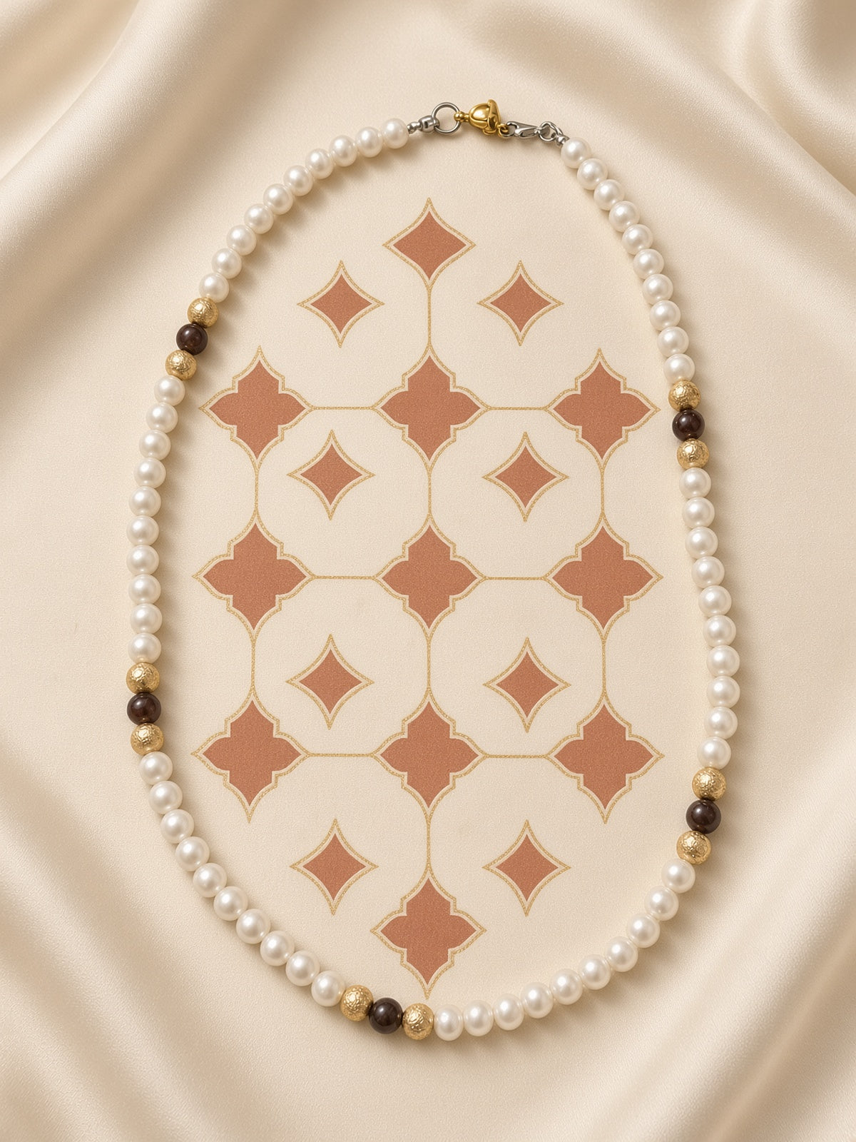 Collier Perle et Chocolat -56 cm