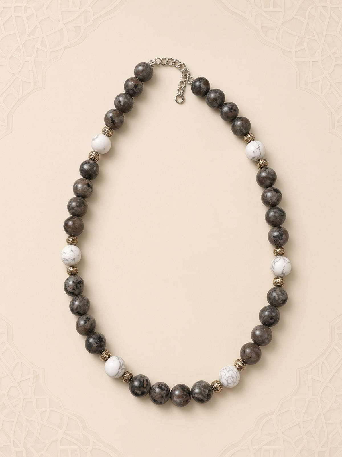 Collier Marbre et Mousse  -44à46cm